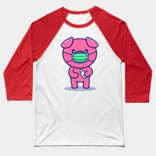 Cute Pig Wearing Mask Holding Sanitizer Baseball T-Shirt